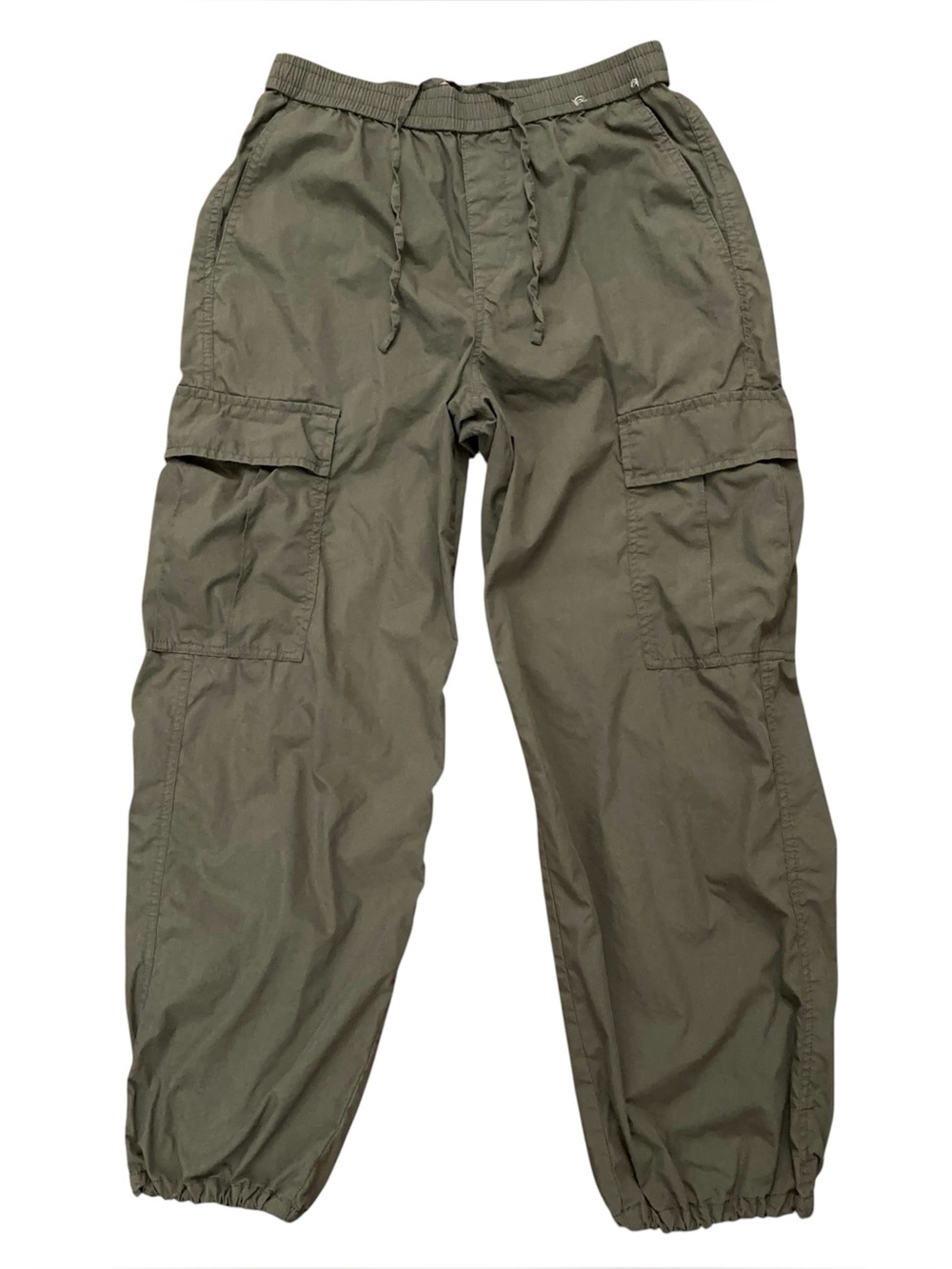 Uniqlo Easy Cargo Pants Womens Size S Drawstring Ankle String Stretch Army Green